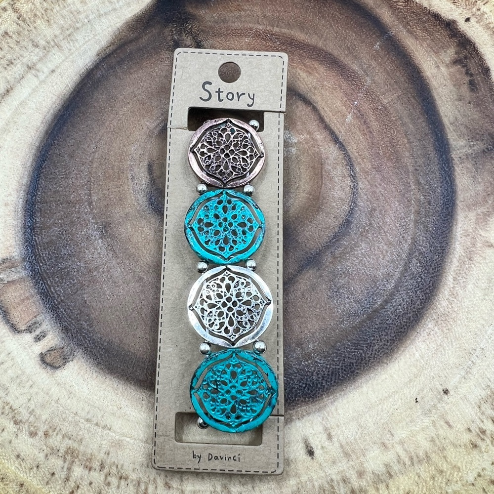 Story by Davinci Metal Stencil Stretch Bracelet NEW‎